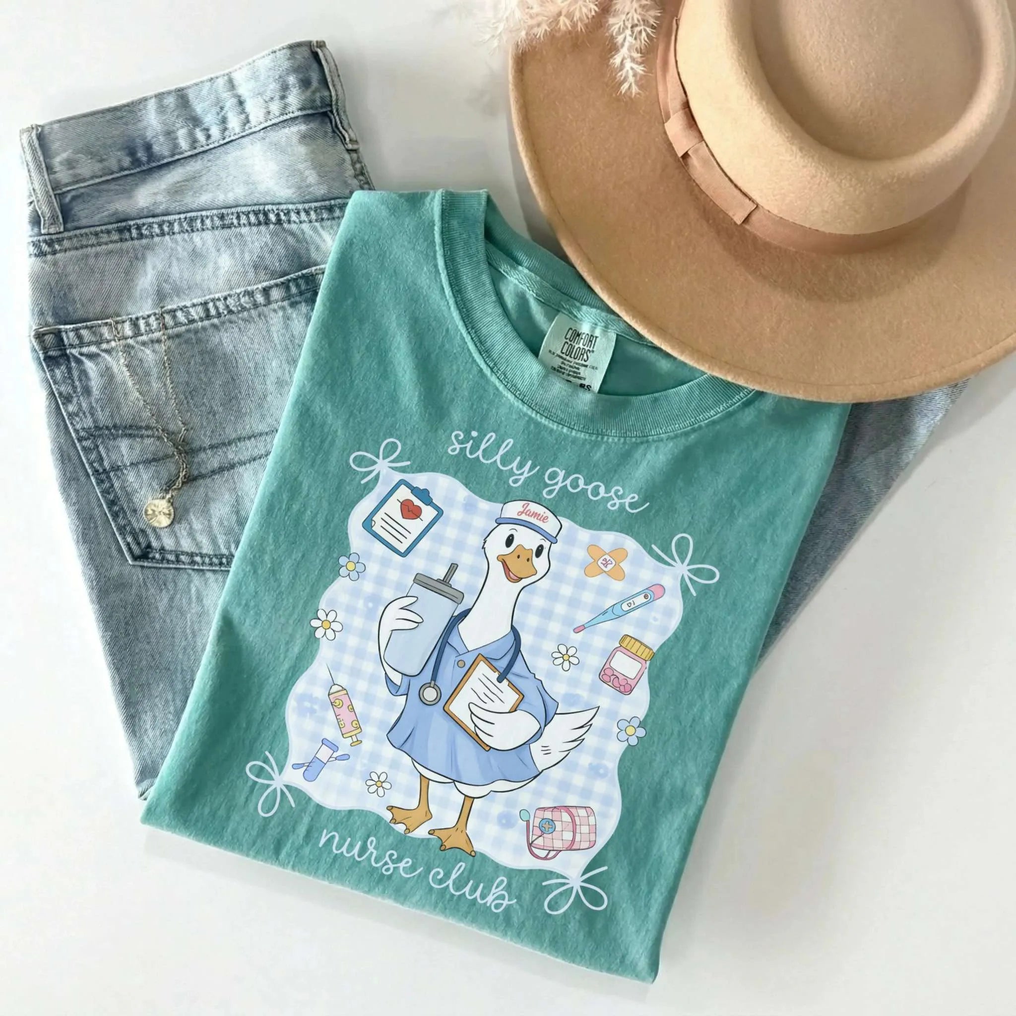 Personalized Silly Goose Nurse Club Comfort Colors Tee