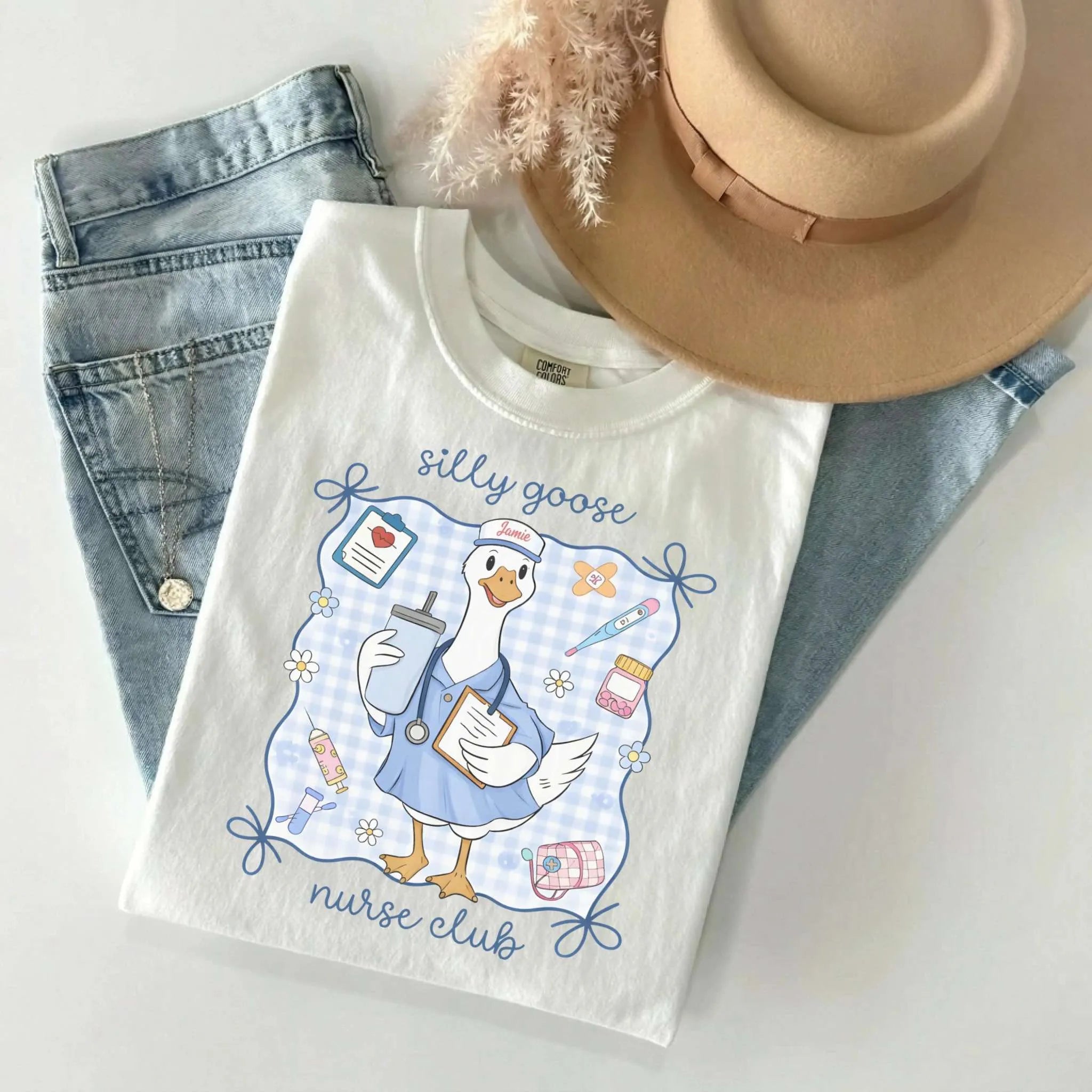 Personalized Silly Goose Nurse Club Comfort Colors Tee