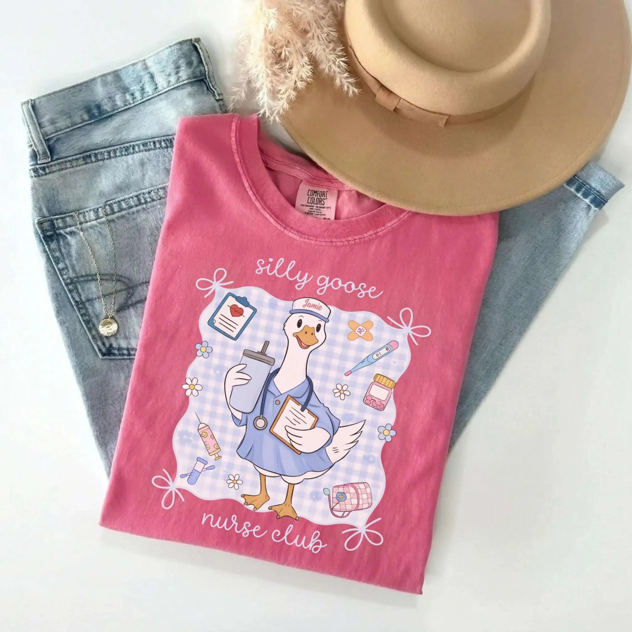 Personalized Silly Goose Nurse Club Comfort Colors Tee