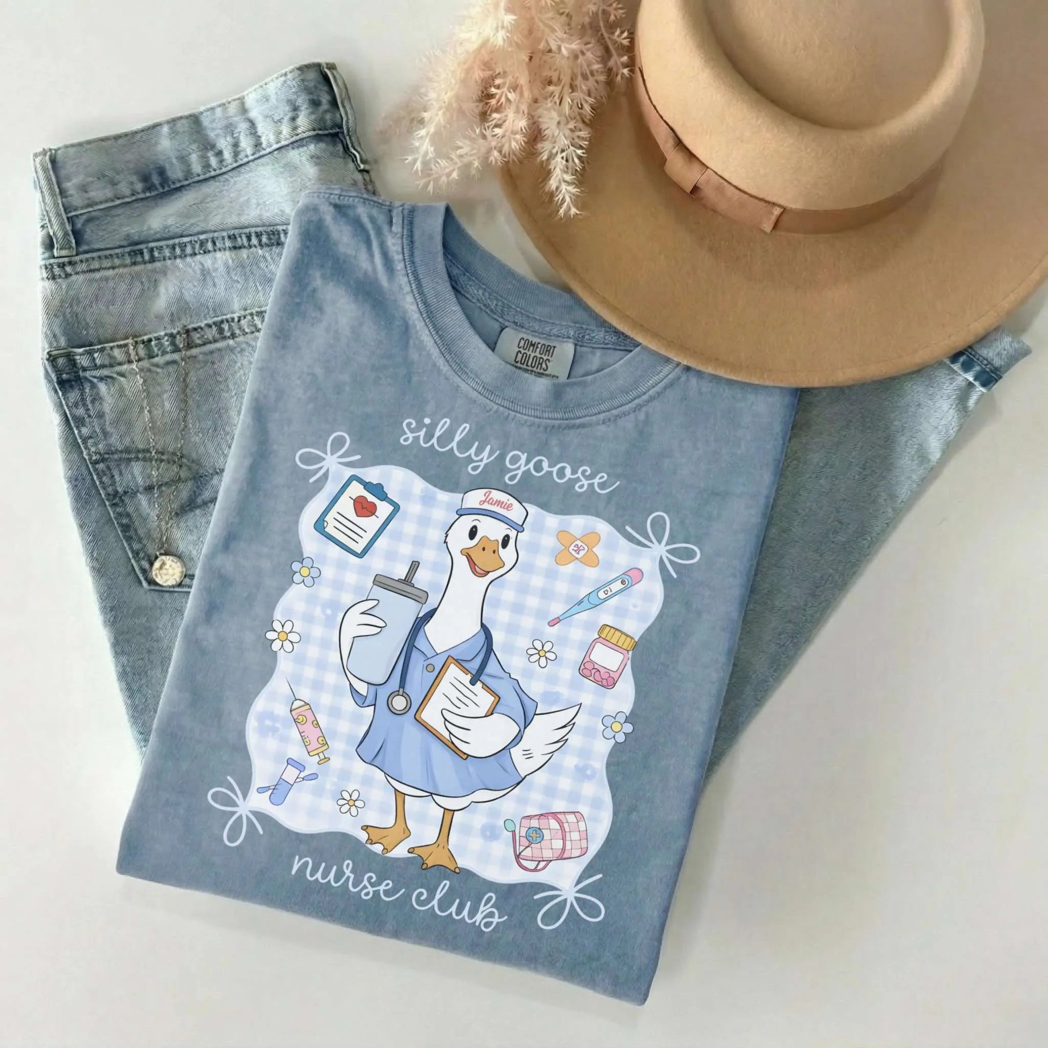 Personalized Silly Goose Nurse Club Comfort Colors Tee