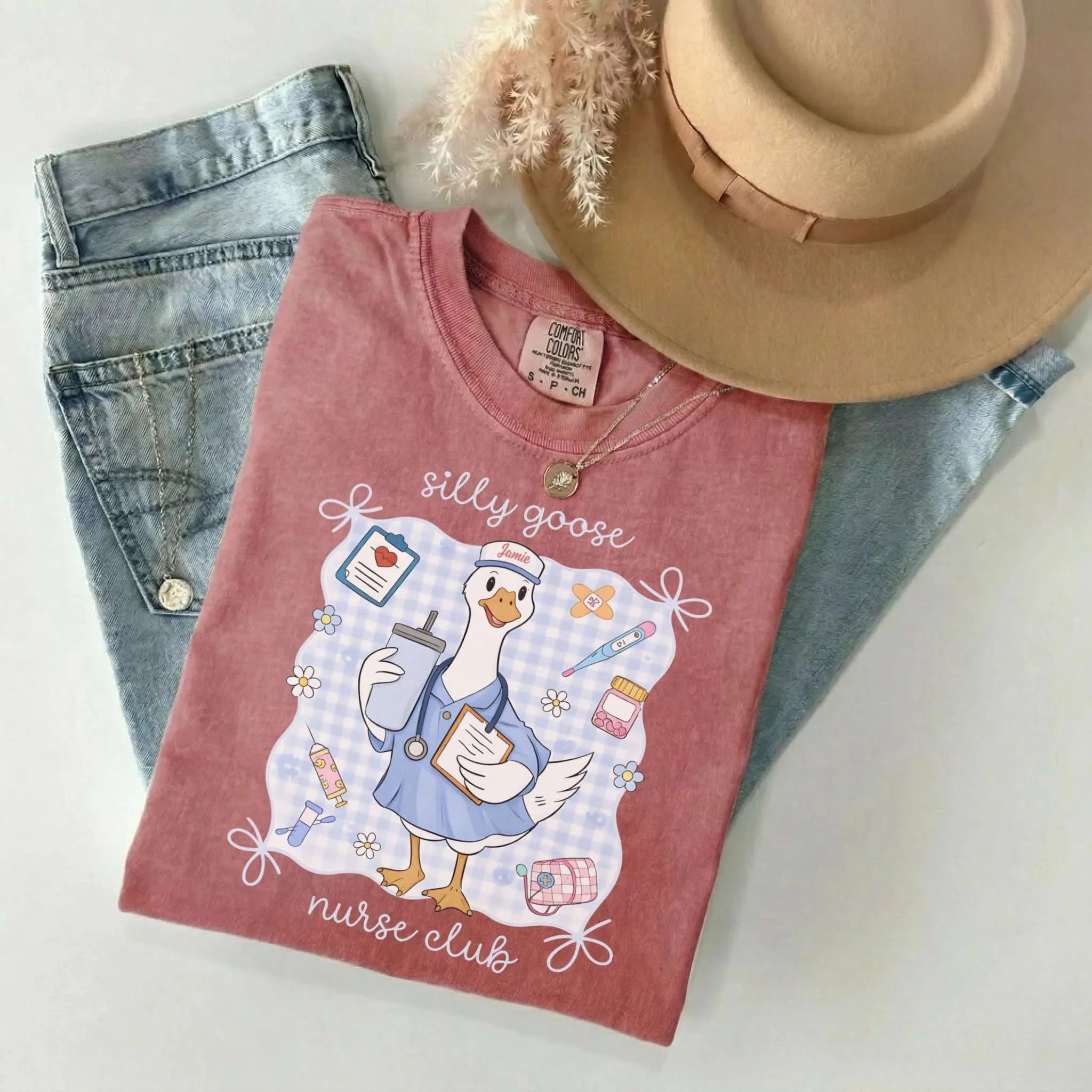 Personalized Silly Goose Nurse Club Comfort Colors Tee