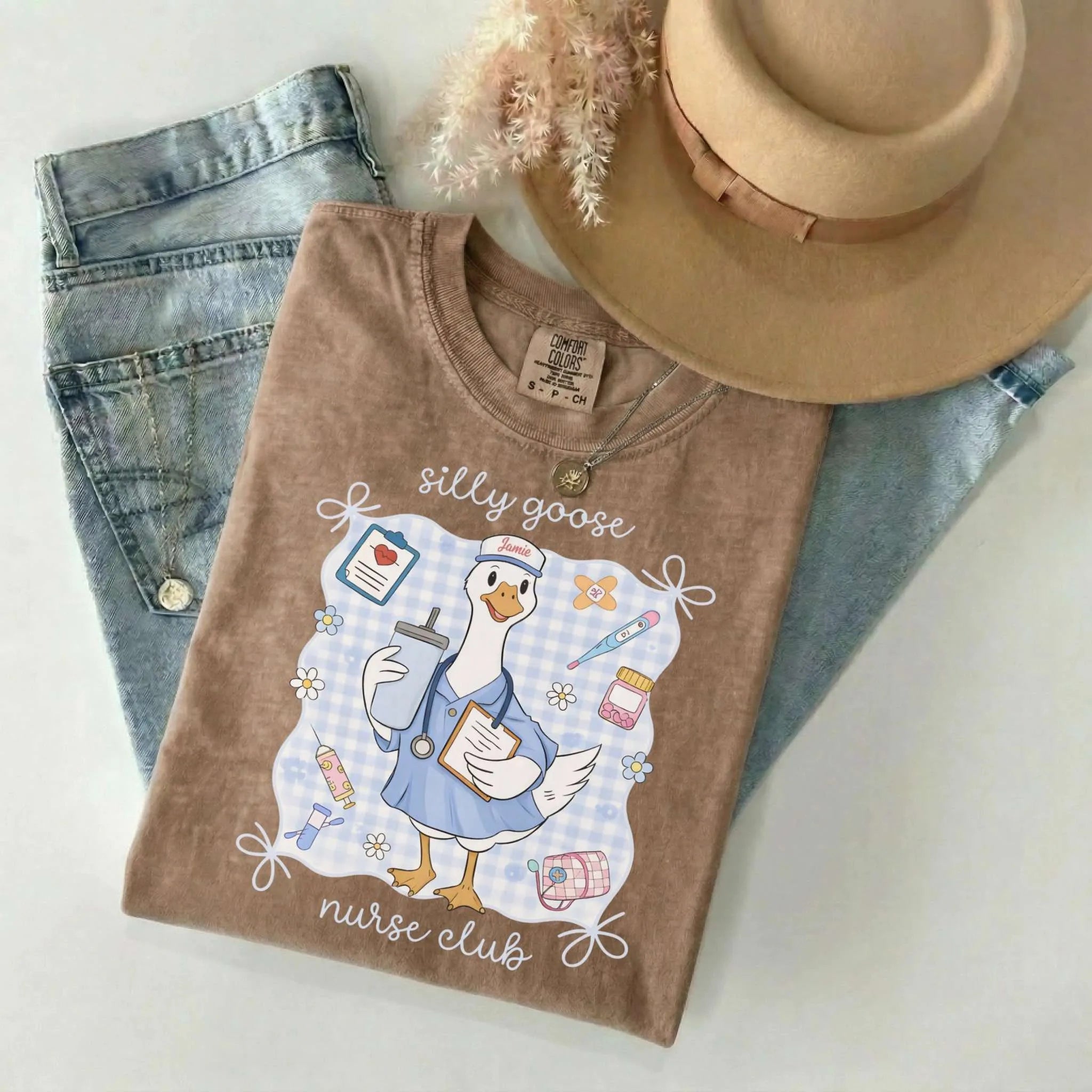 Personalized Silly Goose Nurse Club Comfort Colors Tee