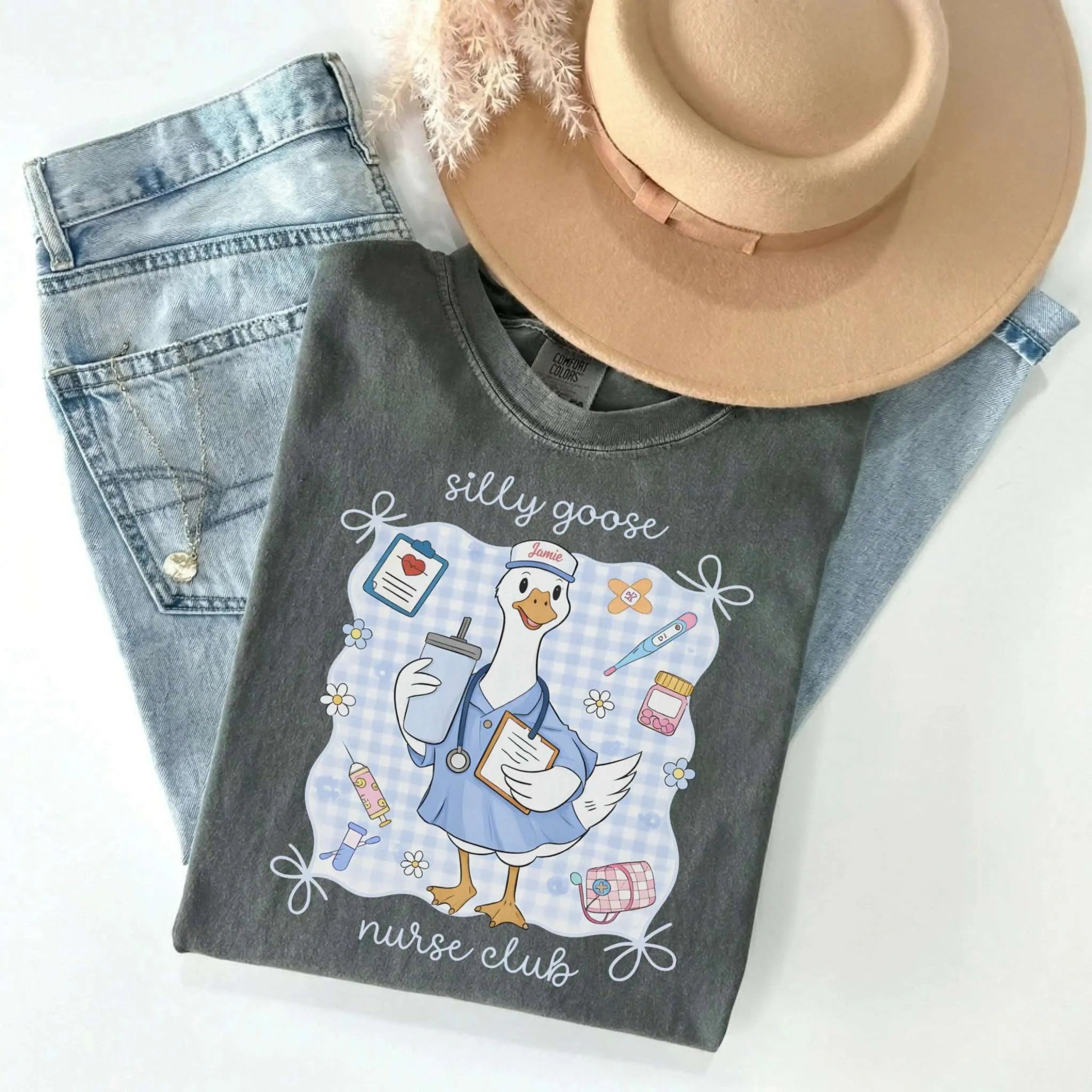 Personalized Silly Goose Nurse Club Comfort Colors Tee