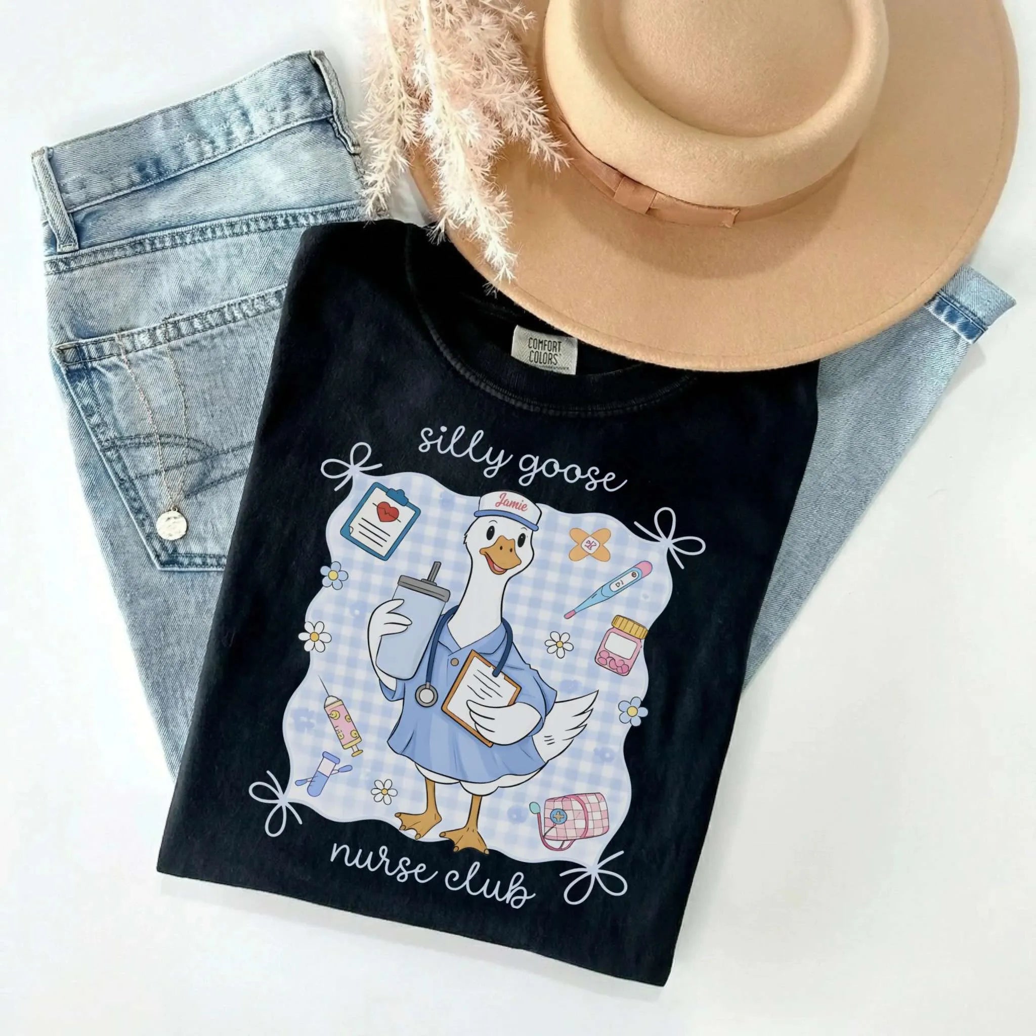 Personalized Silly Goose Nurse Club Comfort Colors Tee