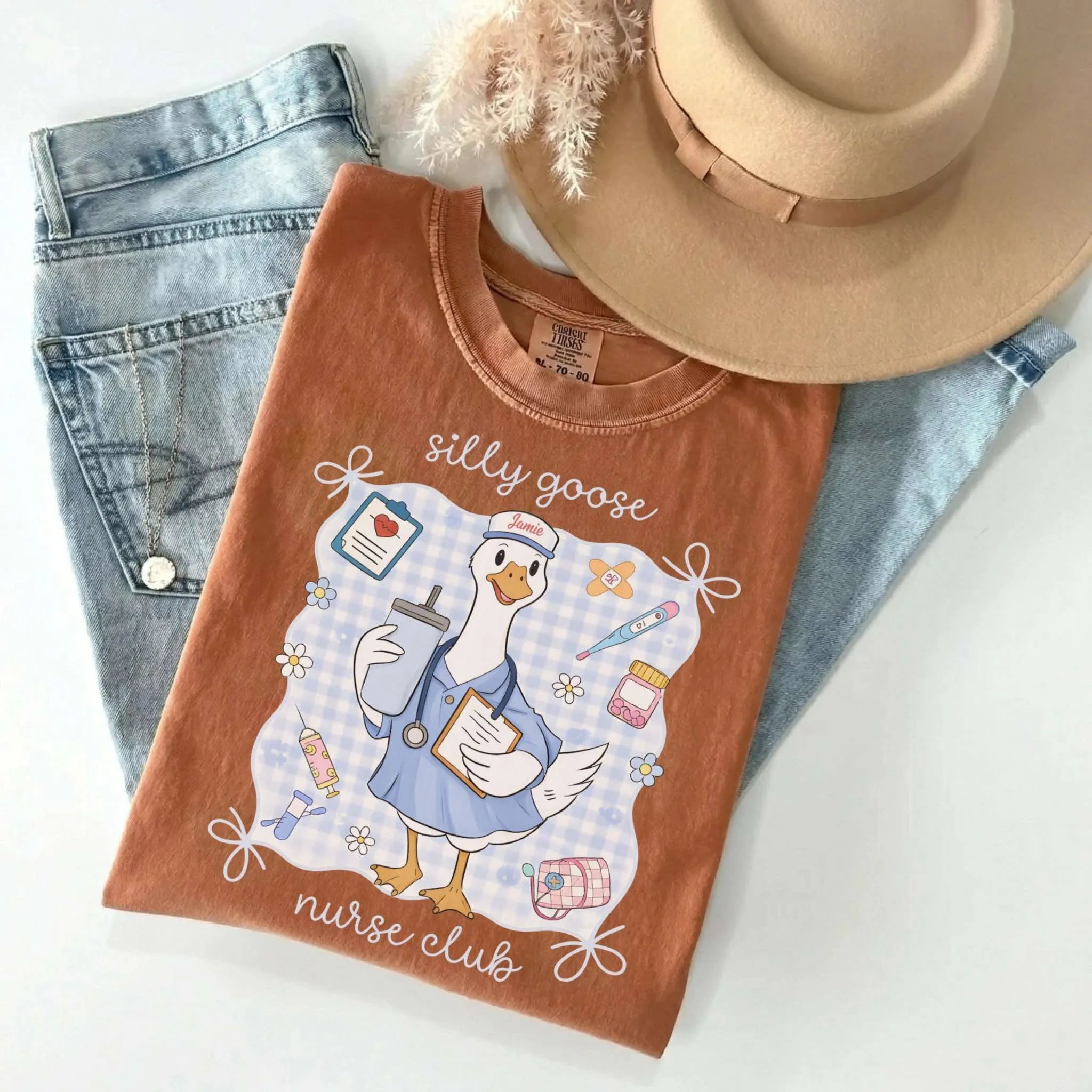 Personalized Silly Goose Nurse Club Comfort Colors Tee