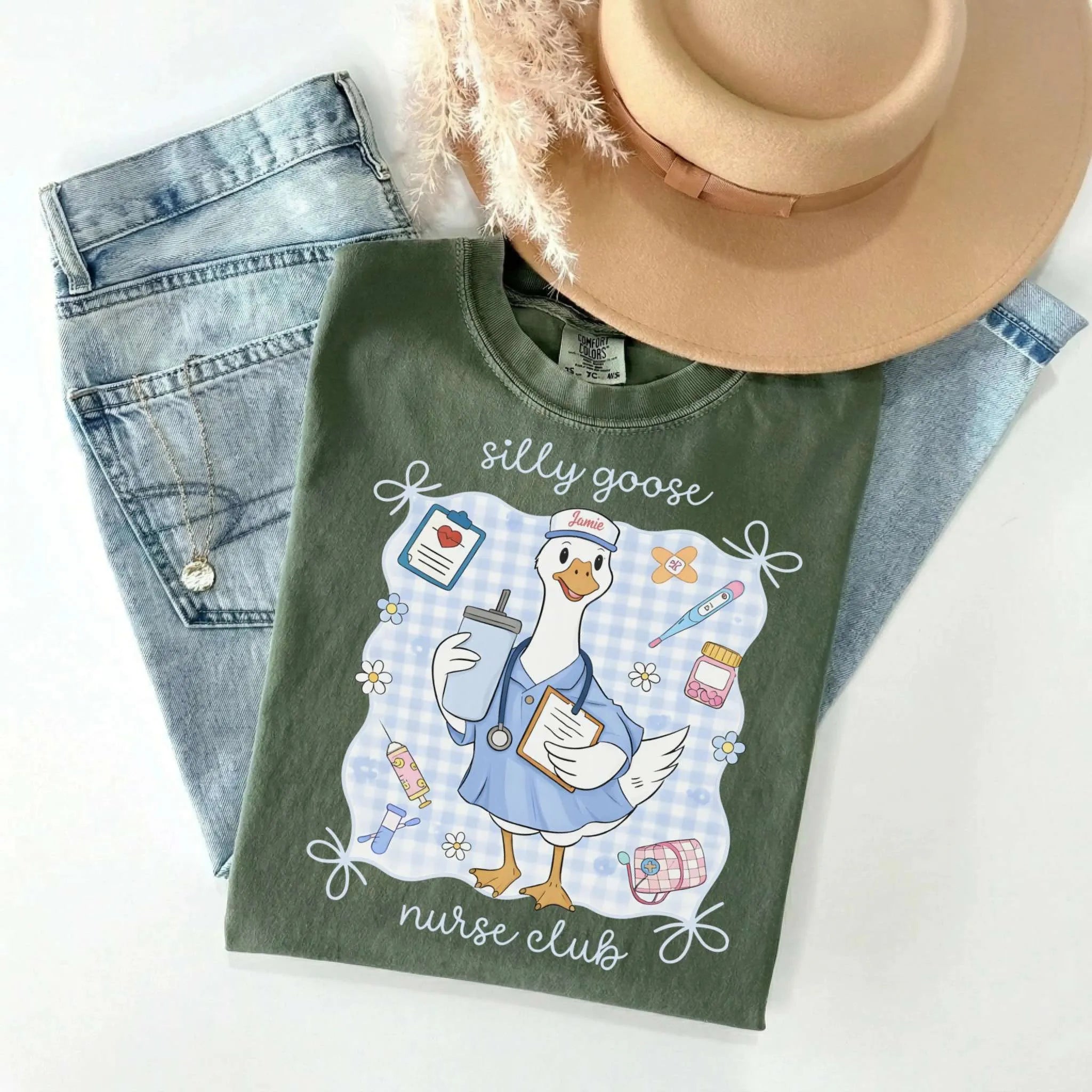 Personalized Silly Goose Nurse Club Comfort Colors Tee