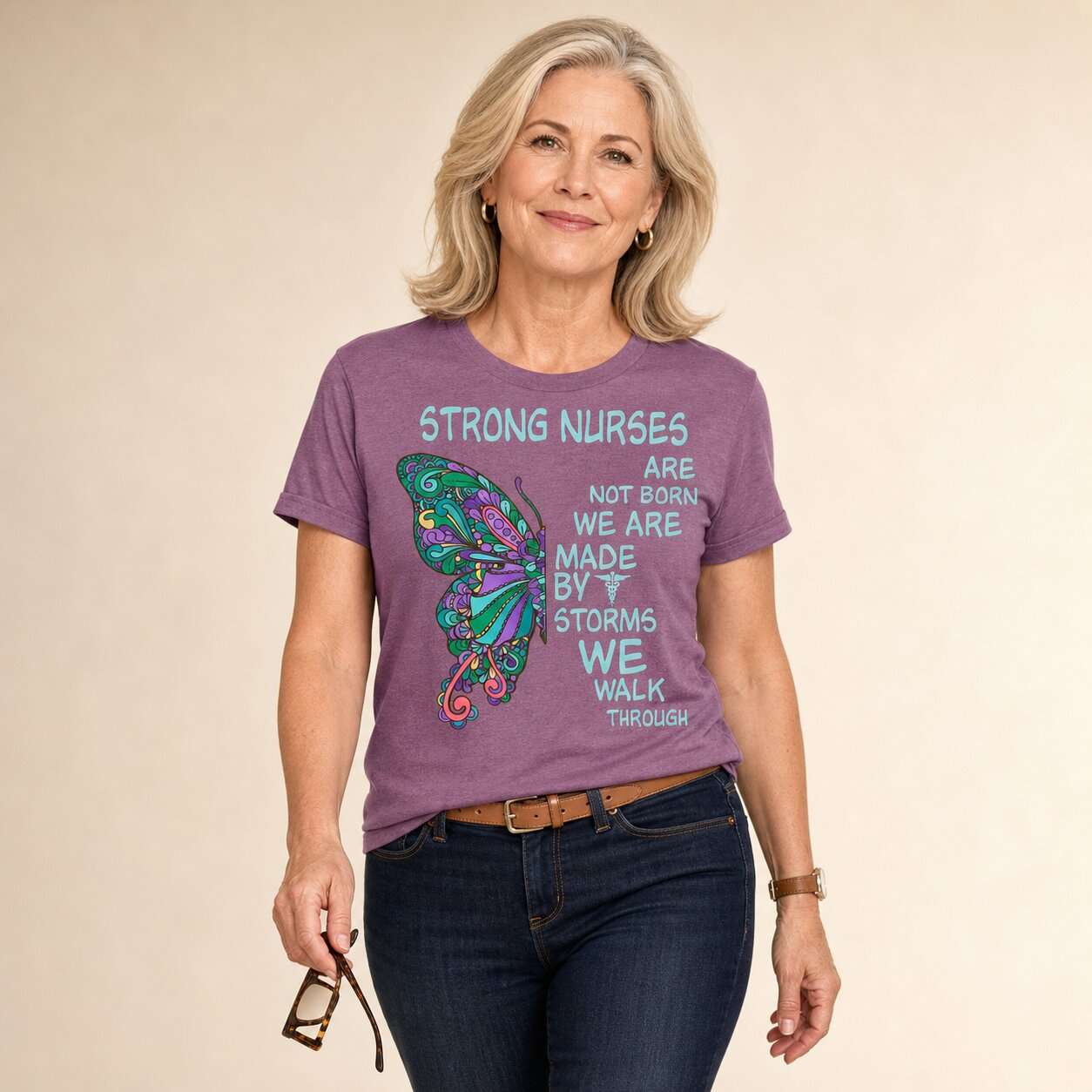Strong Nurses Butterfly Boho Nurse T-Shirt