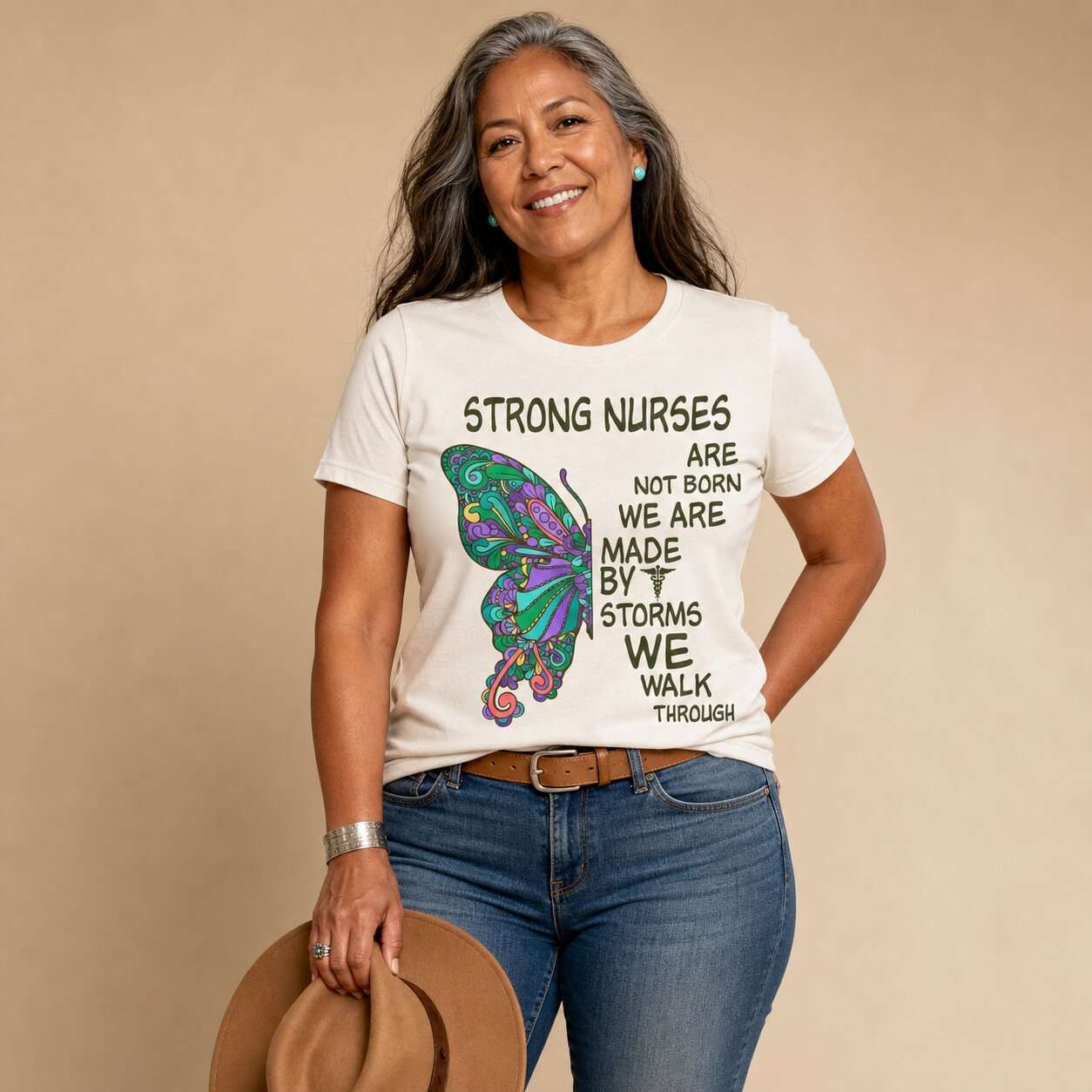 Strong Nurses Butterfly Boho Nurse T-Shirt