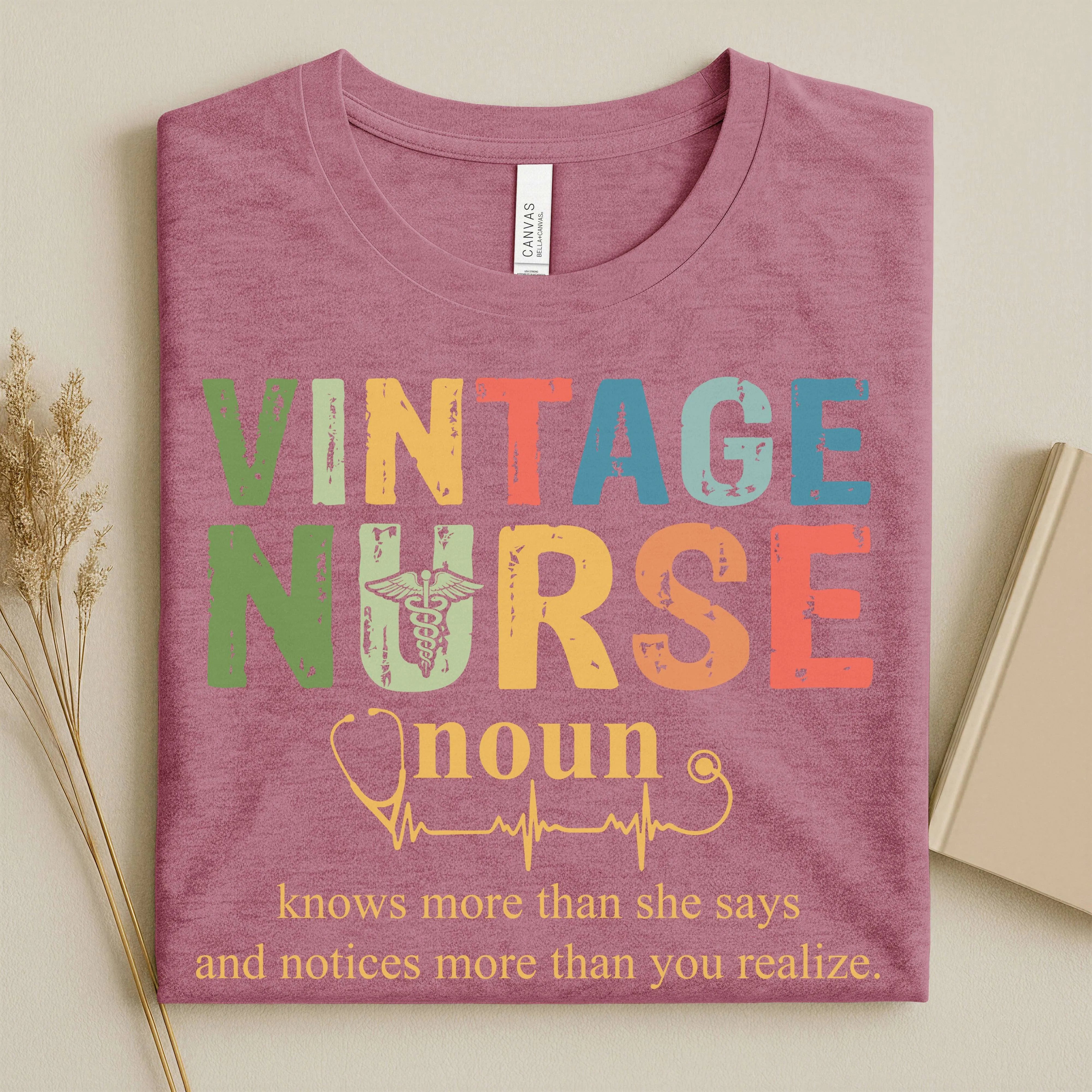 Vintage Nurse Noun Bella Canvas Nurse T-Shirt