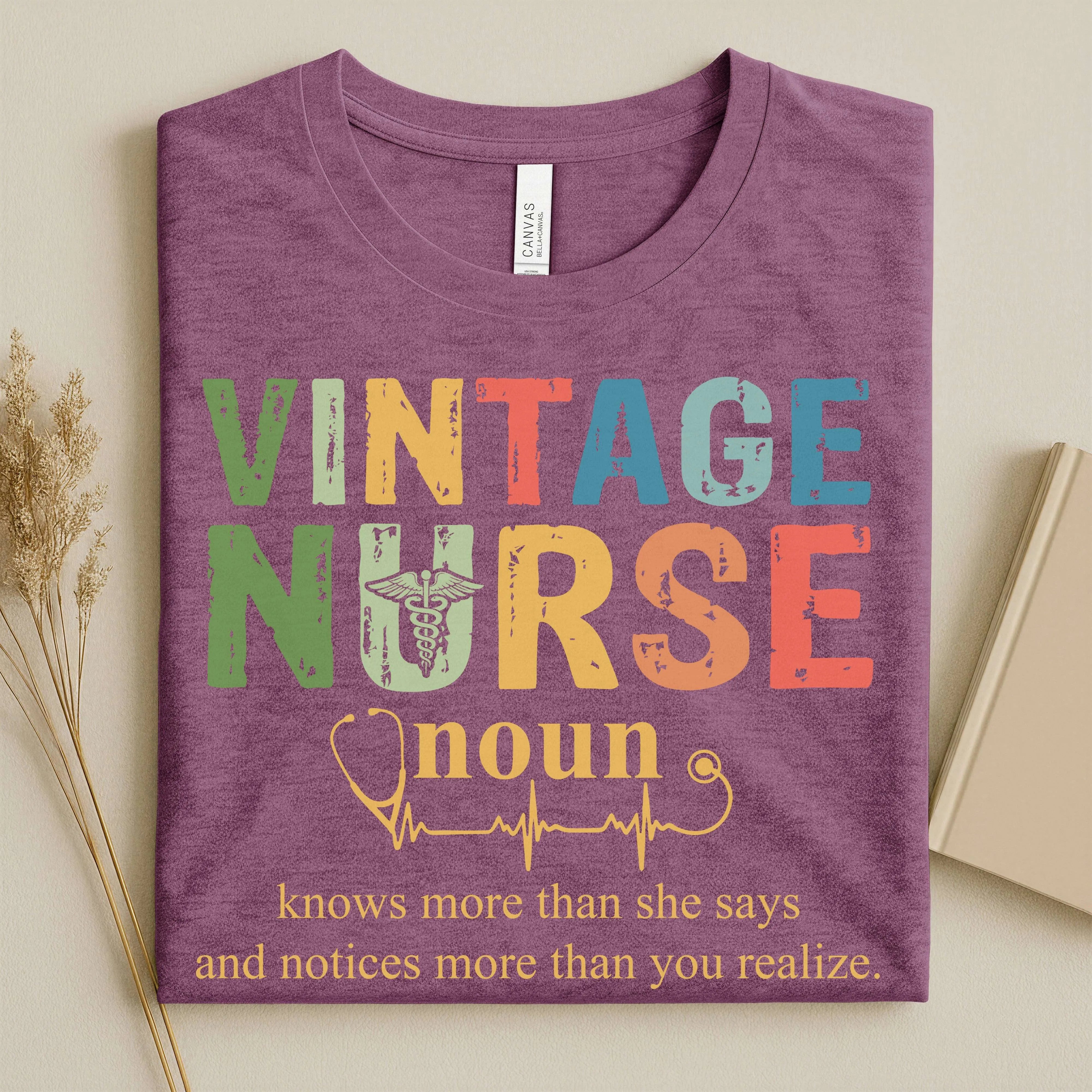 Vintage Nurse Noun Bella Canvas Nurse T-Shirt