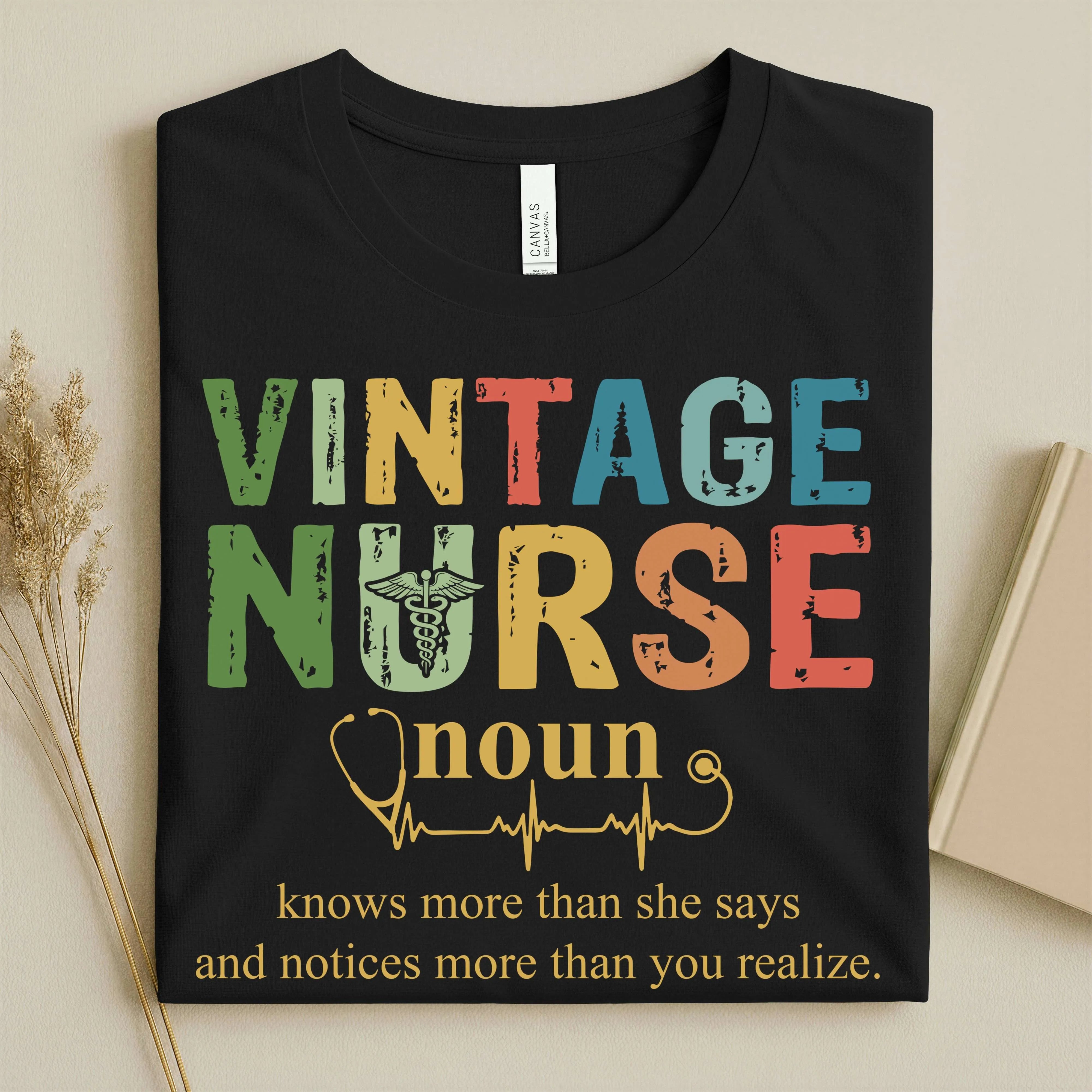 Vintage Nurse Noun Bella Canvas Nurse T-Shirt