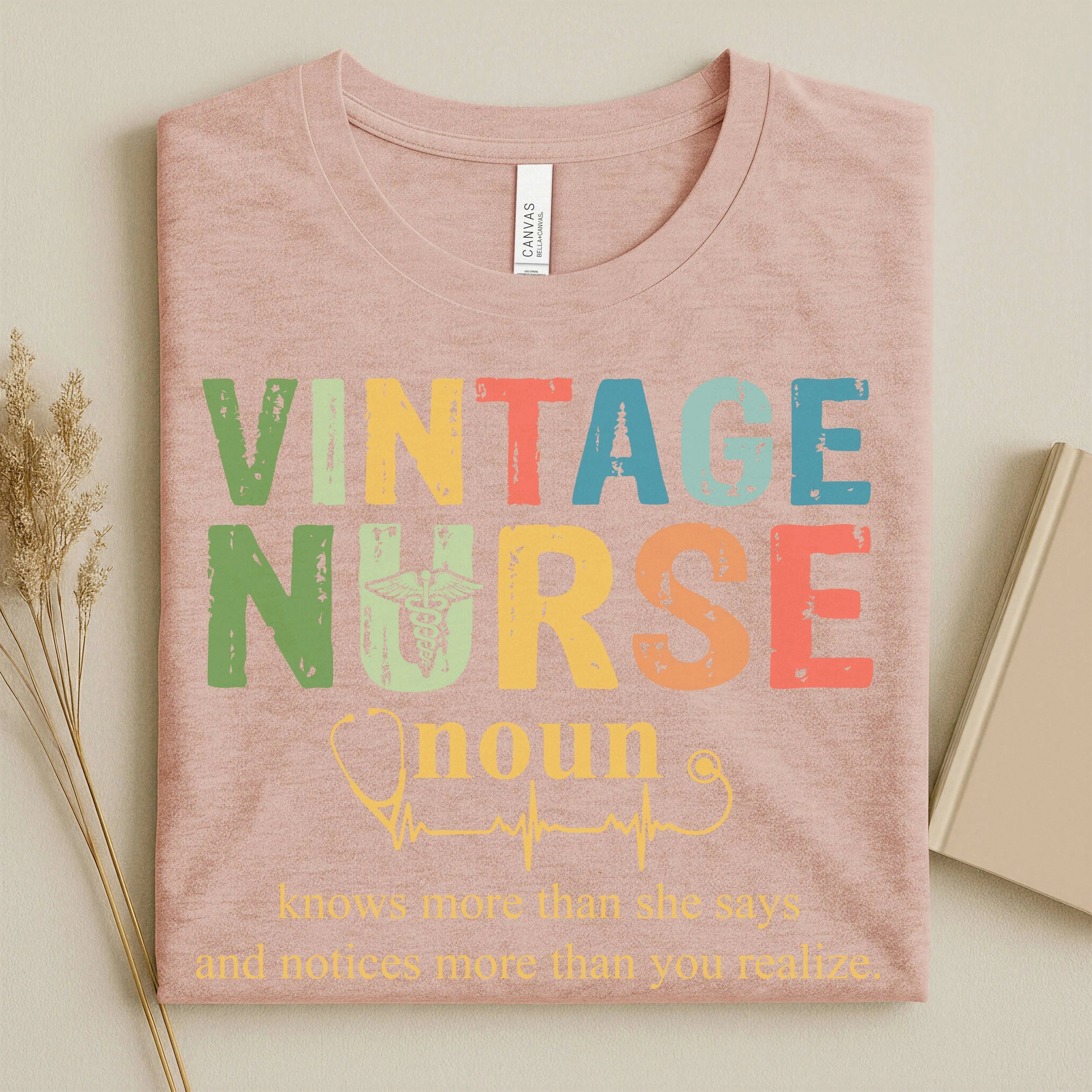 Vintage Nurse Noun Bella Canvas Nurse T-Shirt