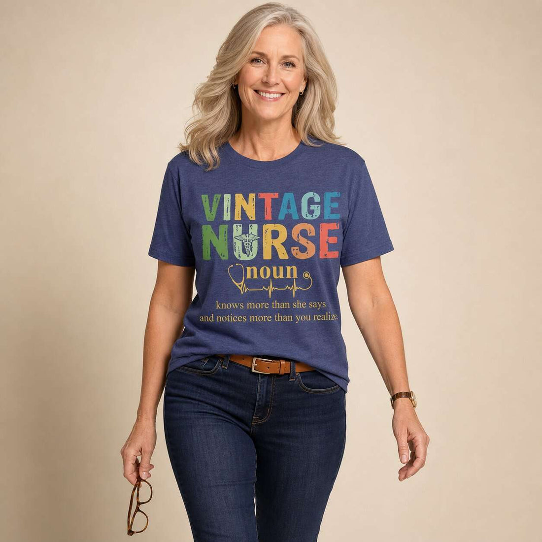 Vintage Nurse Noun Bella Canvas Nurse T-Shirt