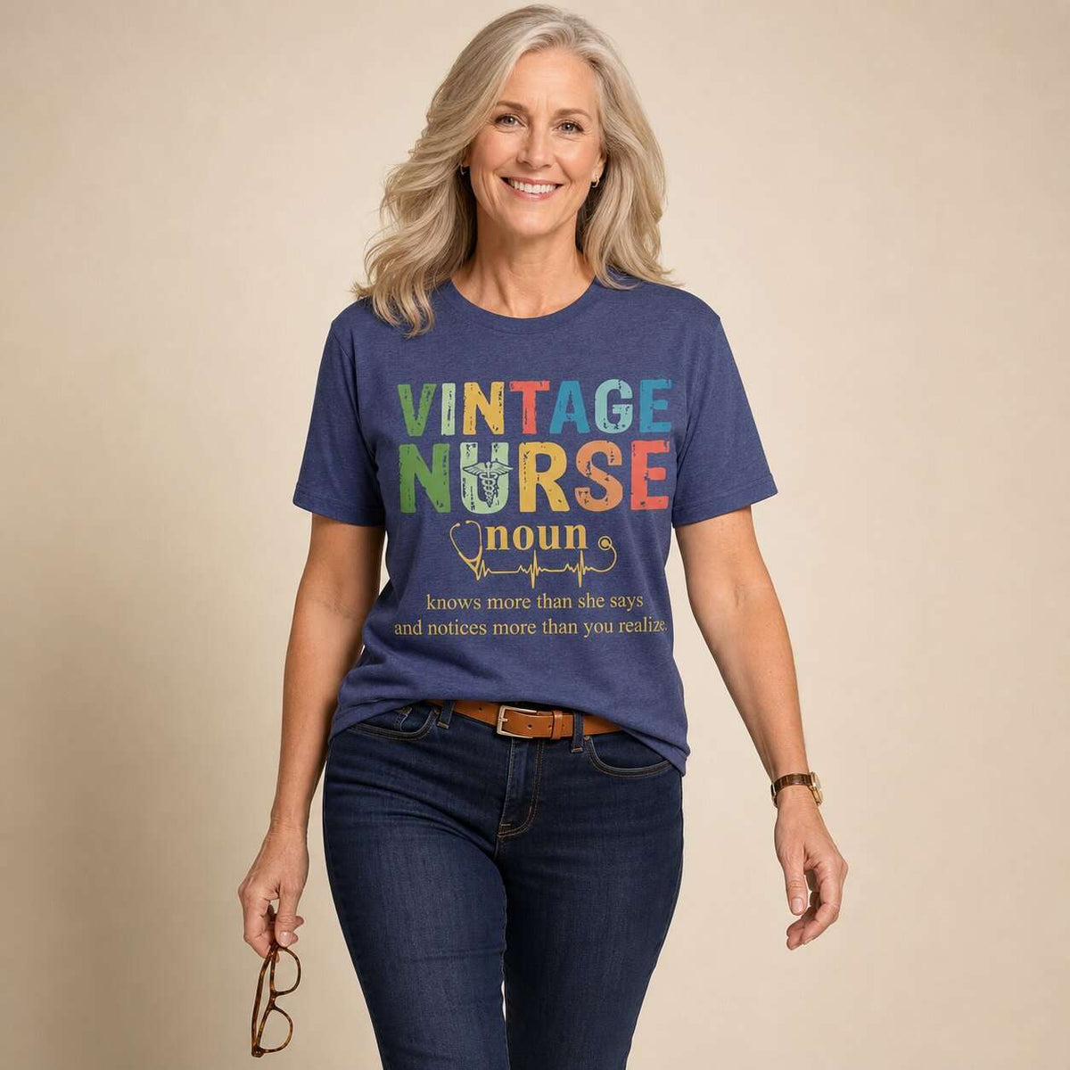 Vintage Nurse Noun Bella Canvas Nurse T-Shirt