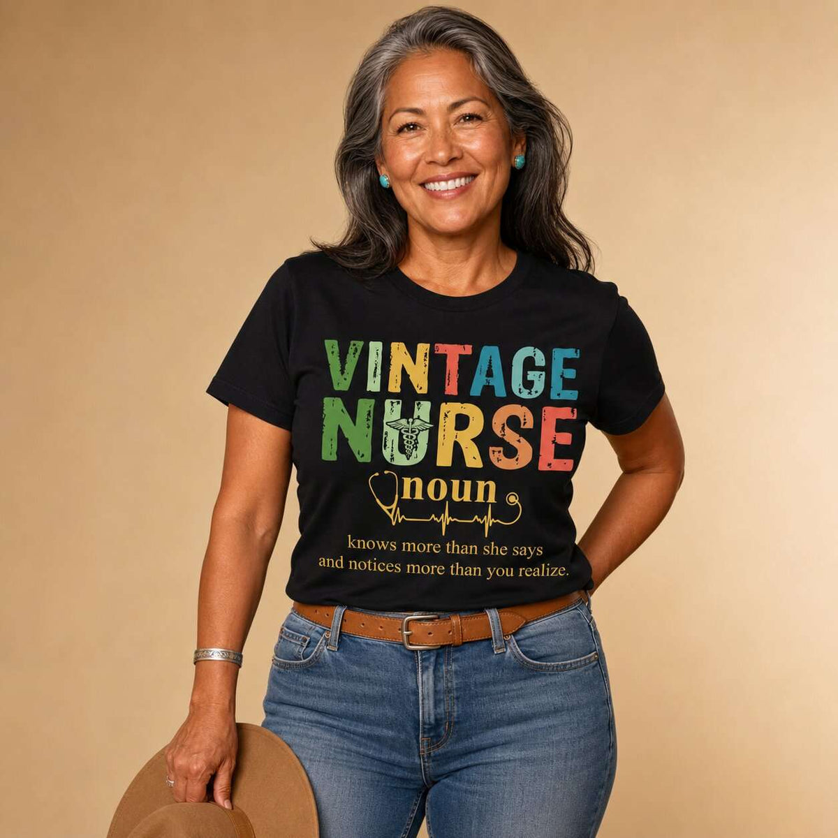 Vintage Nurse Noun Bella Canvas Nurse T-Shirt