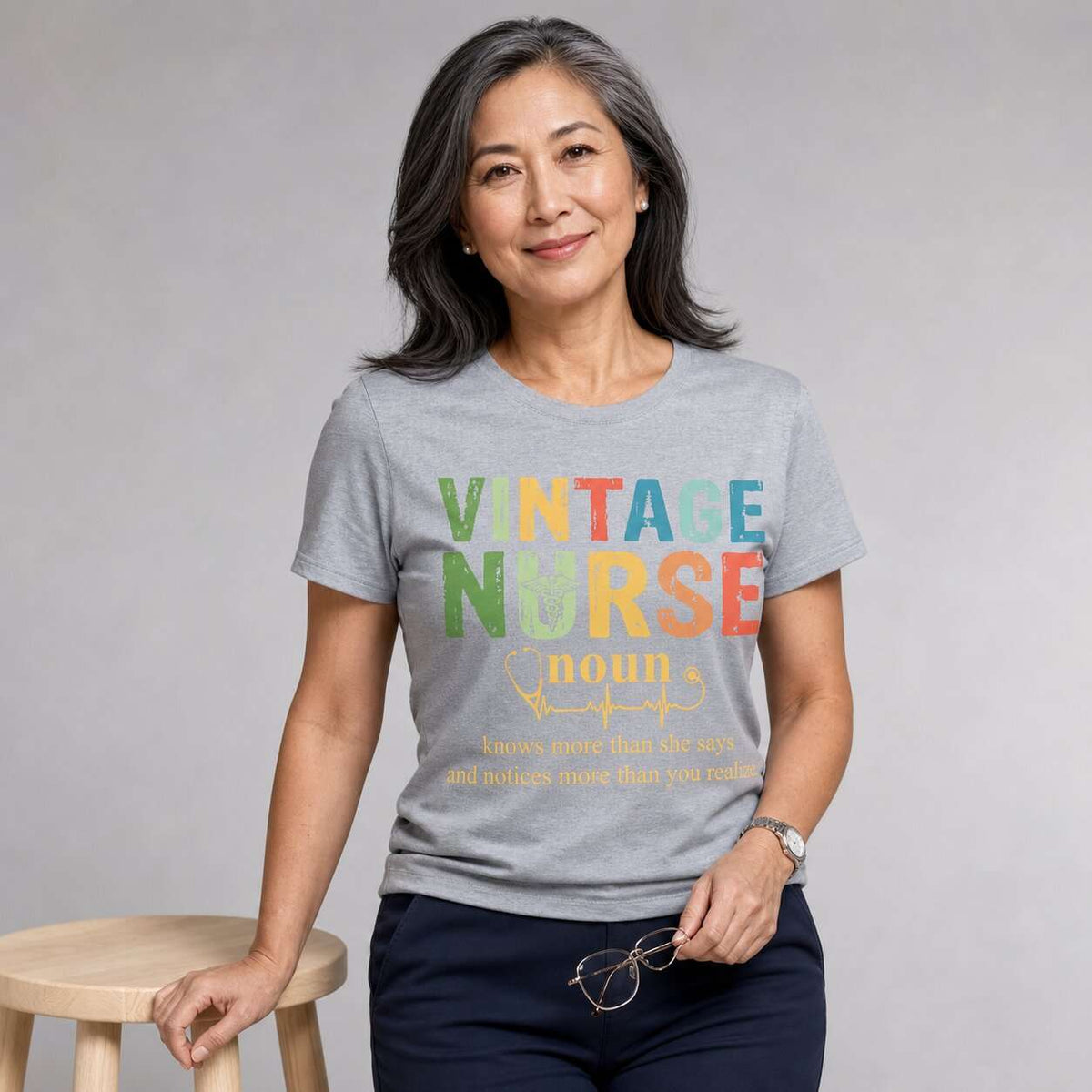 Vintage Nurse Noun Bella Canvas Nurse T-Shirt