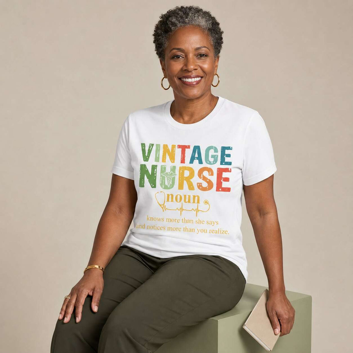 Vintage Nurse Noun Bella Canvas Nurse T-Shirt